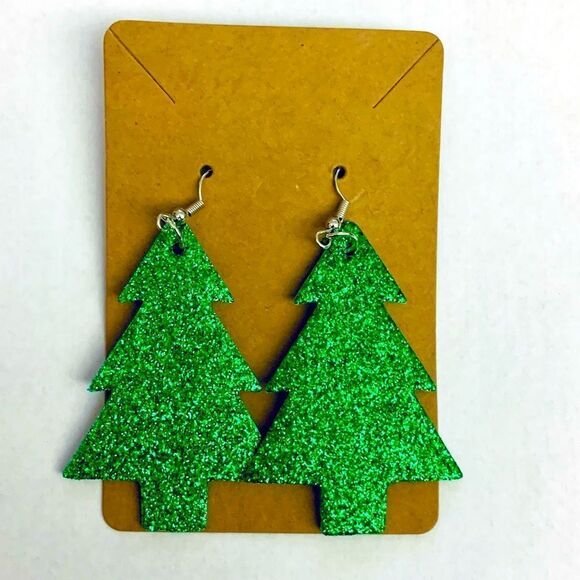 Women’s Faux Leather Teardrop Dangle Various Christmas Pattern Earrings - Picture 1 of 1